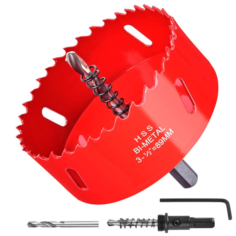Allwin 3-1/2Inch / 89mm Hole Saw for Wood, Plastic Board, Ceiling,Drywall, and Metal Sheet - HSS Bi-Metal Hole Cutter with Pilot Drill Bit - Image 1
